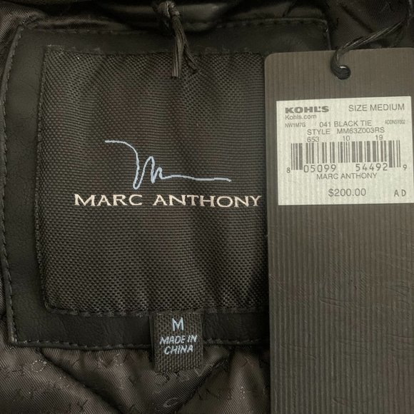 NWT Marc Anthony Leather Jacket with Detachable Hood Size M - Picture 3 of 15